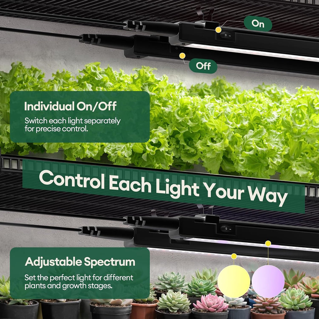 Grow Lights for Indoor Plants, Tunable Spectrum 1FT LED Growing Lamp 56W (8 x 7W), T5 Grow Light Strip for Seed