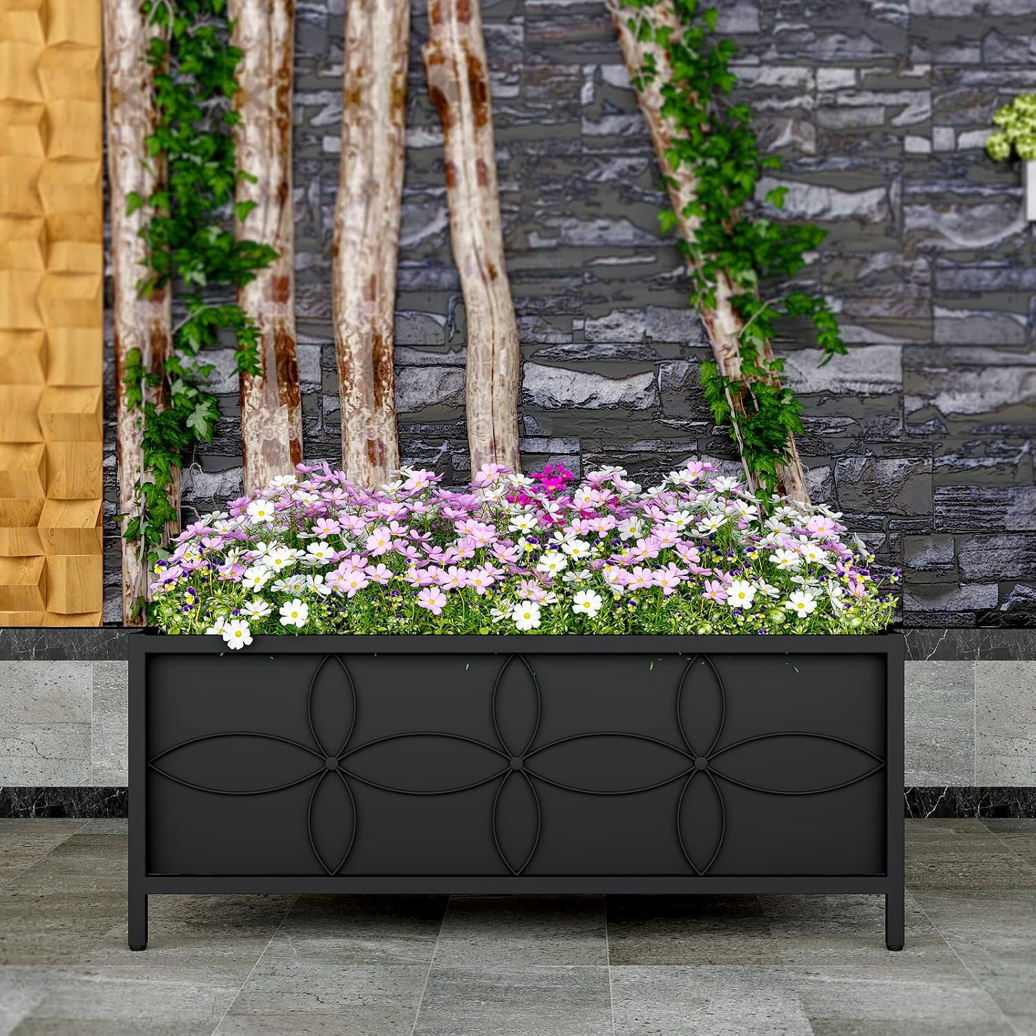 Zhongma Sturdy Raised Garden Bed with Inner Fabric Liners for Vegetables Flower, Planter Box for Backyard Patio
