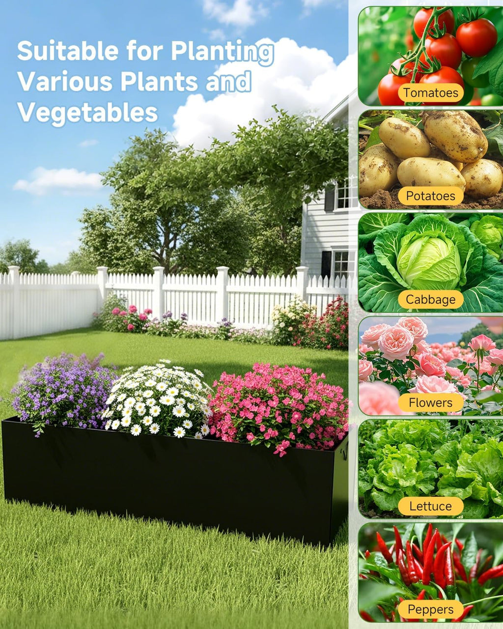 Cucumber Trellis with Grow Bag for Raised Bed, A-Shape Garden Trellis for Climbing Plants Outdoor, Metal Plant Trellis