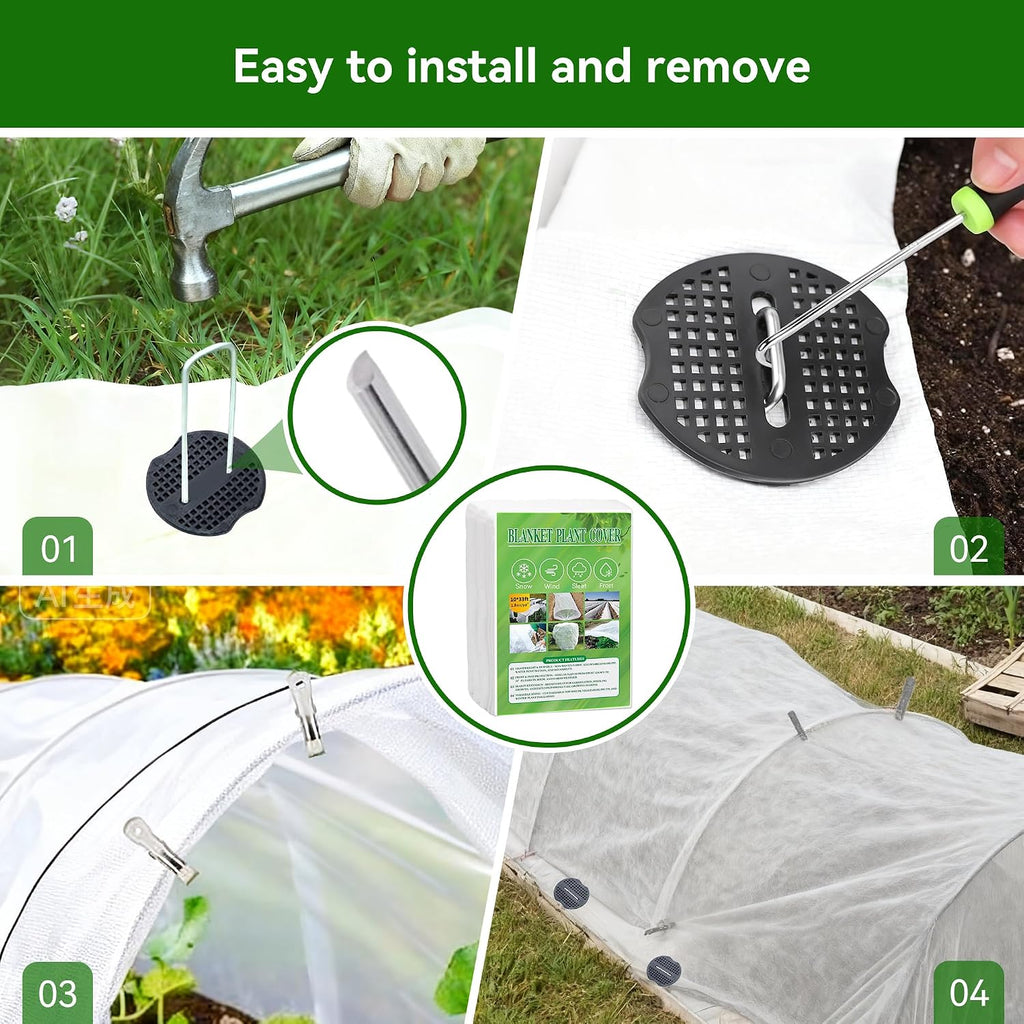 10 FT x 33 FT Plant Covers Freeze Protection kit - 1.8 oz/yd² Thickened Frost Cloths Blankets with Garden Row Cover