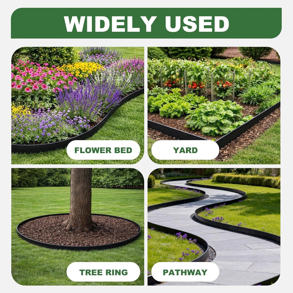 Metal Landscape Edging Border 6 Packs 42'' L x 4.5'' H, Galvanized Steel Garden Edging Border with 6 Stakes, Hammer-in