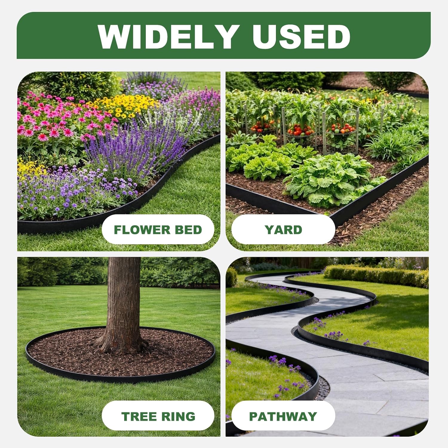 Galvanized Steel Landscape Edging Border 6 Packs 42'' L x 6.5'' H, Metal Landscape Garden Edging Border with 6 Stakes