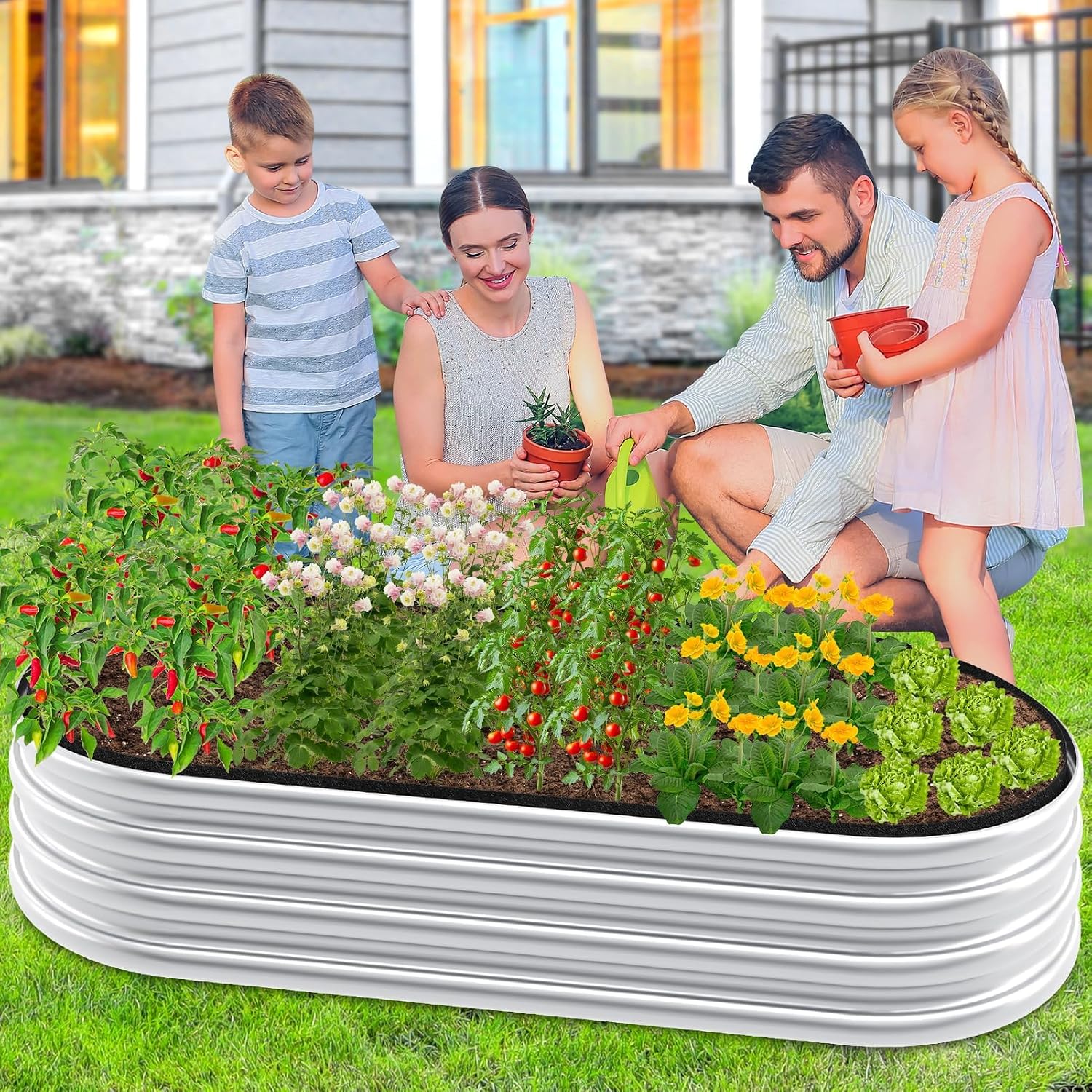 4x2x1FT Raised Garden Bed Liner for Gardening Outdoor, 2mm Thick, Oval | Fabric Garden Grow Bed Bags for Outdoor Metal