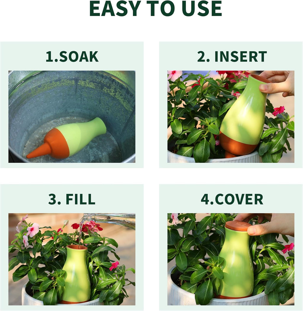 Soilagua 16 oz Drip Irrigation Stakes, Large Plant Watering Globes, Olla Pots Plant Watering Devices, Self Watering