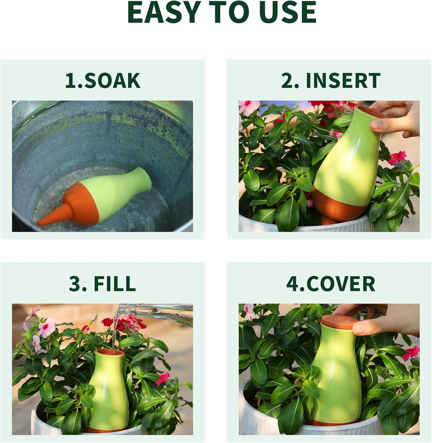 Soilagua 16 oz Drip Irrigation Stakes, Large Plant Watering Globes, Olla Pots Plant Watering Devices, Self Watering