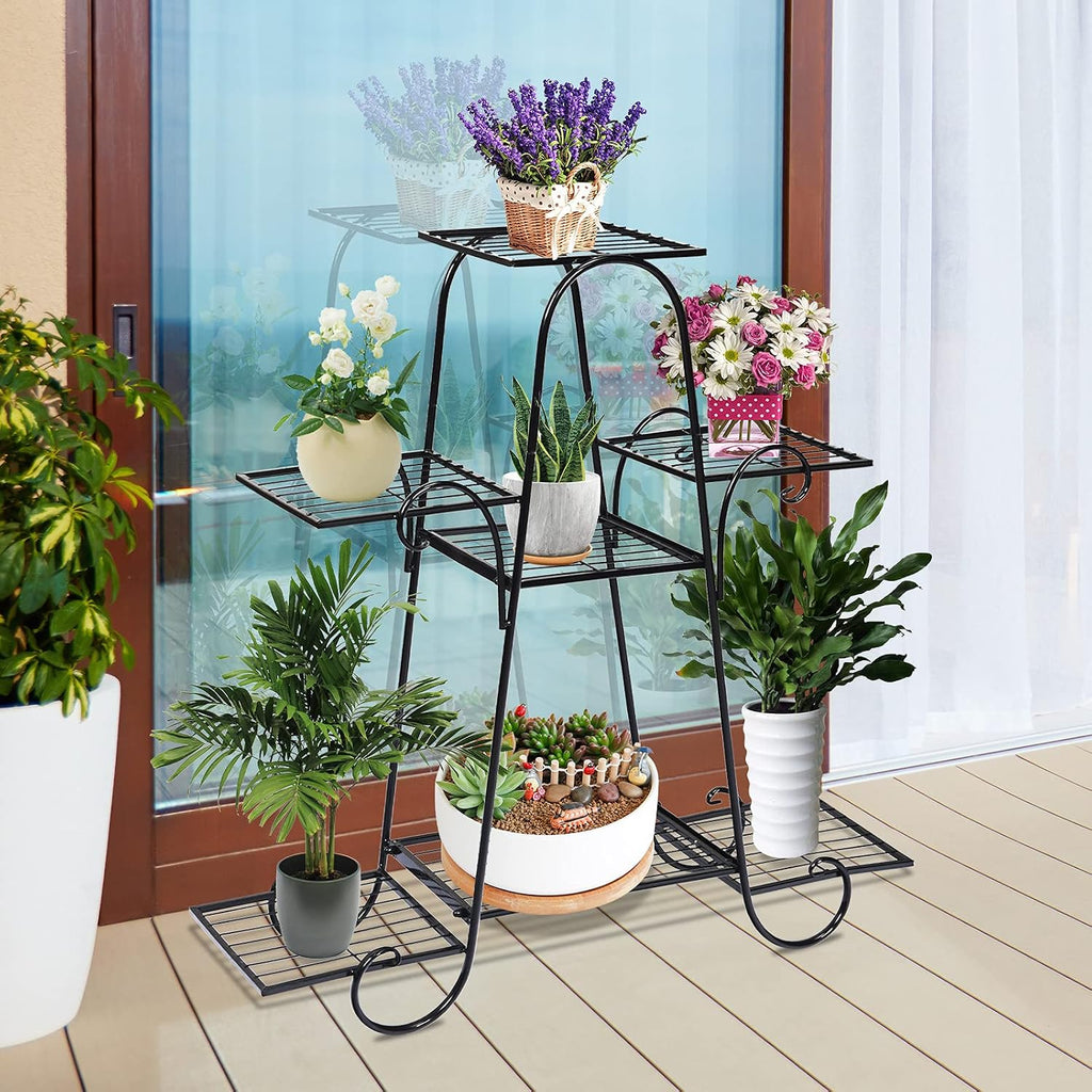 S AFSTAR 7 Tier Plant Stand, Parisian Style Garden Cart Stand, Multi-layer Mental Plant Stand, Plant Flower Pot Display