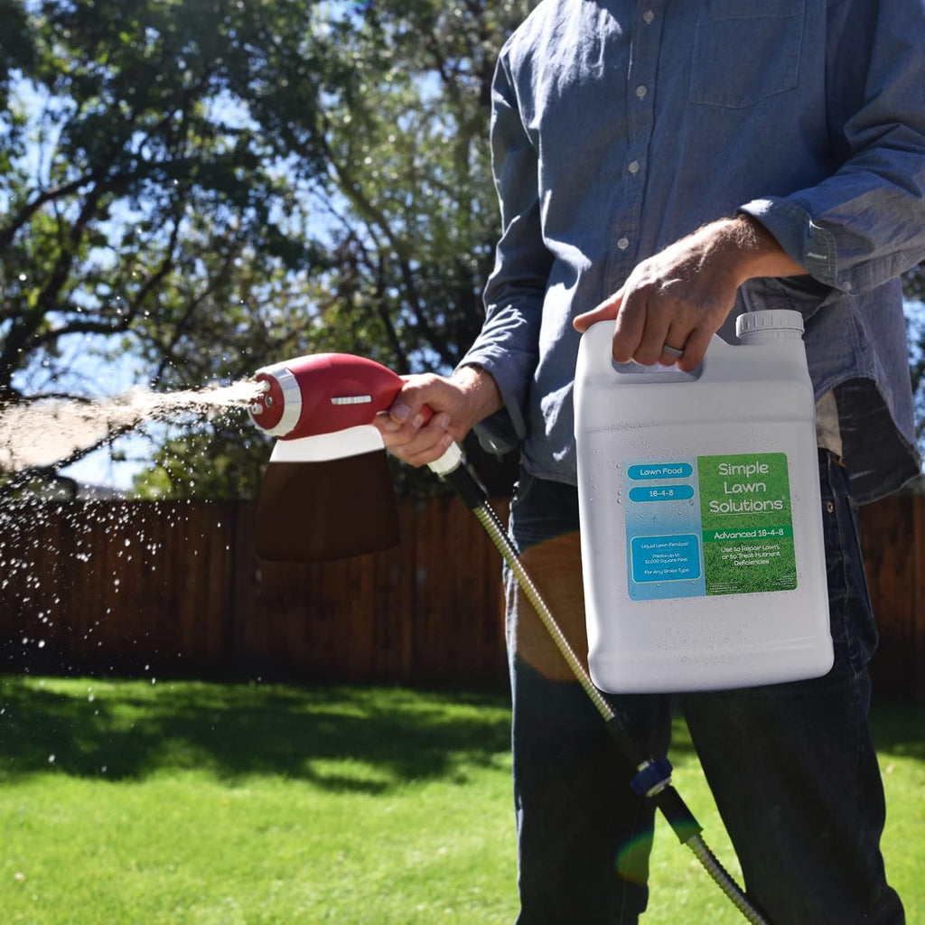 Advanced 16-4-8 Lawn Fertilizer - Liquid Lawn Food Spring & Summer Concentrated Spray - Any Grass Type- Fish and