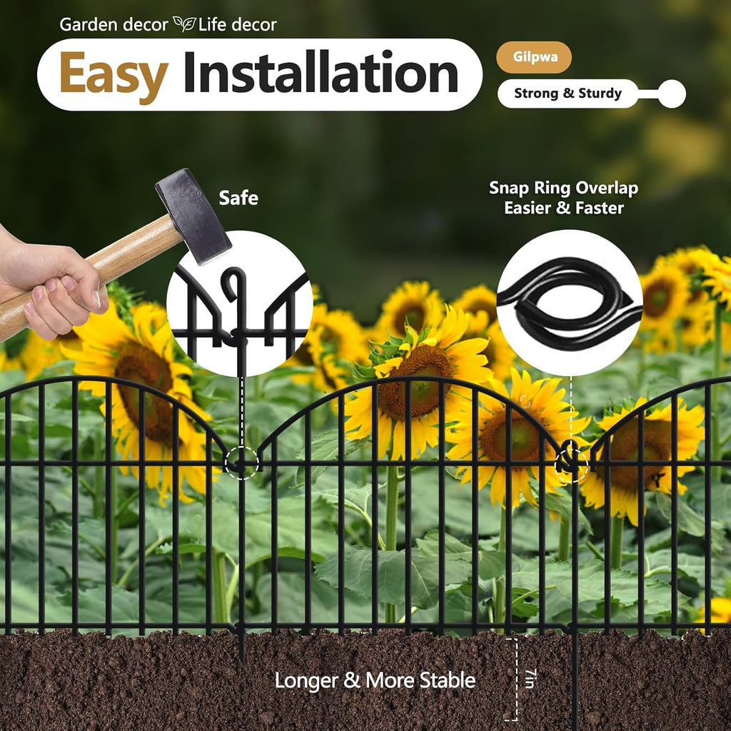 32 Panels Garden Fence, 45.33ft x 20in Animal Barrier Fences for Rabbits Dogs, Rustproof Metal Gardens Border Fencing