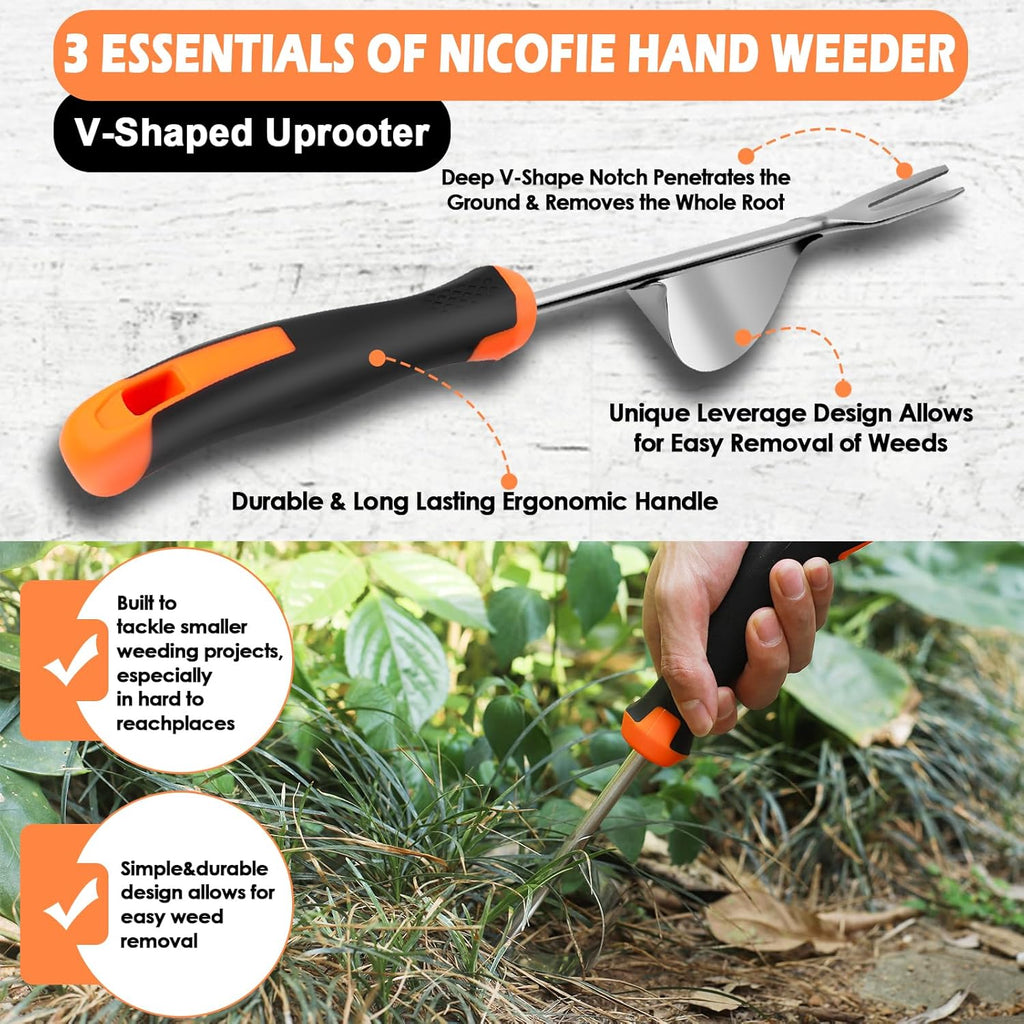 2026 Hand Weeder Tool, Rubber Handle Manual Weeder Puller Tool, Uprooting Weeding Tools, Crack Weeder Crevice, 4 Teeth