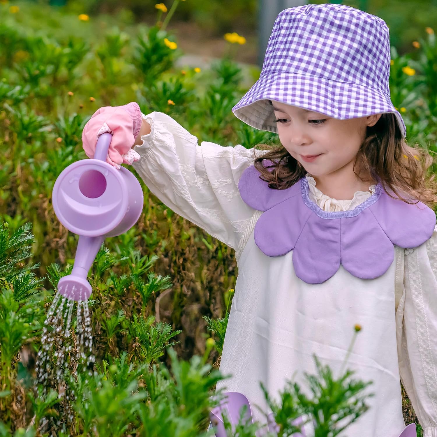 ROBOTIME Kids Gardening Set, 17PCS Toddler Gardening Tools, Toddler Gardening Set with Apron, Hat, Gloves, Watering Can