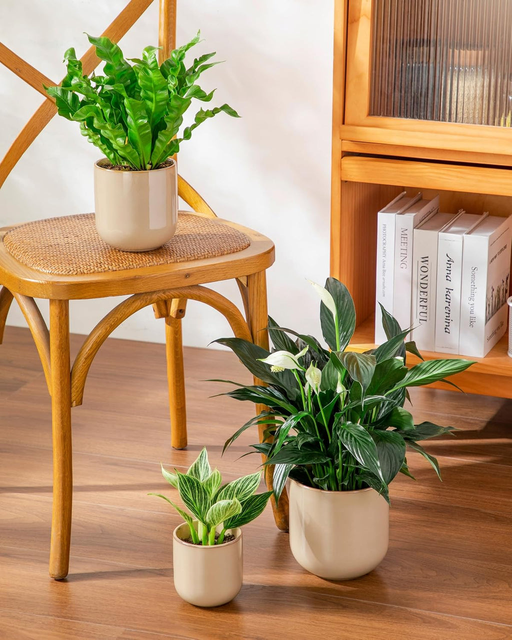 vancasso Ceramic Plant Pots, 4+5+6 inches, Set of 3, Planters with Drainage Hole, Flower Pots Planters Pots for Indoor