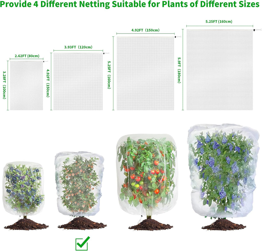 afzdby Garden Mesh Netting with Drawstring,Plants Cover Protection from Anti Birds,Bugs,Cicadas,and Insects-Pest