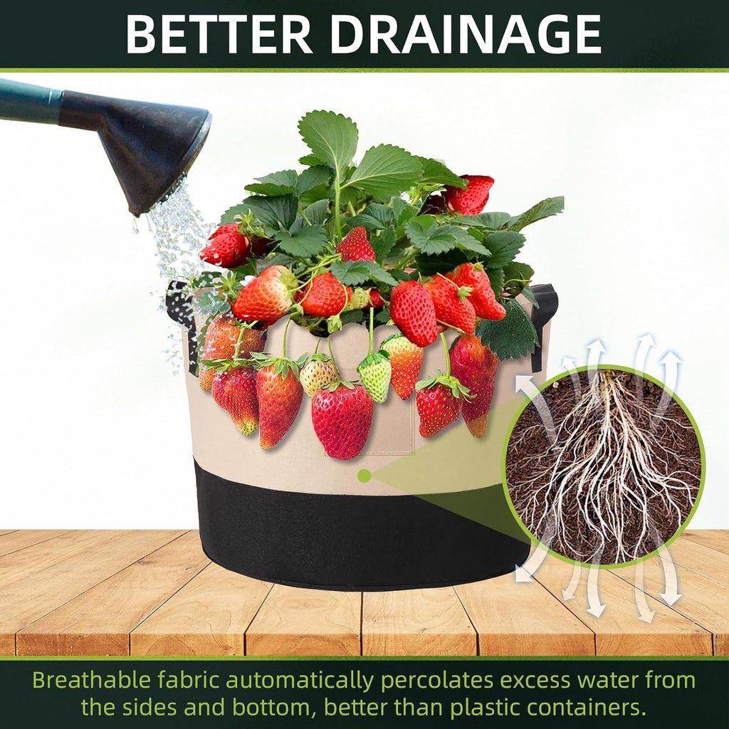 LITLANDSTAR 10 Gallon Fabric Grow Bags, 10 Pack Heavy Duty Thickened Nonwoven Plant Grow Bags with Handles and Label