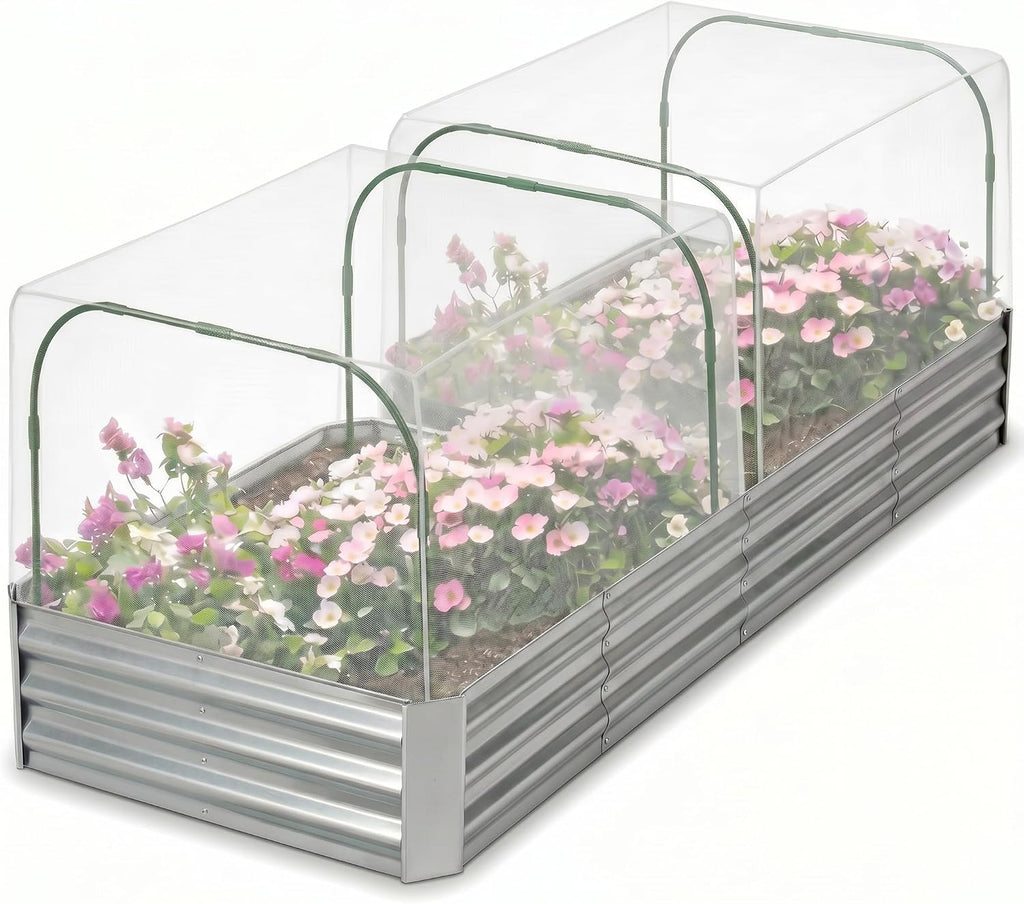 Woanger 2 Pack Garden Netting for Raised Beds Rectangular Pest Barrier with Hoops for Garden Protection Plant Mesh