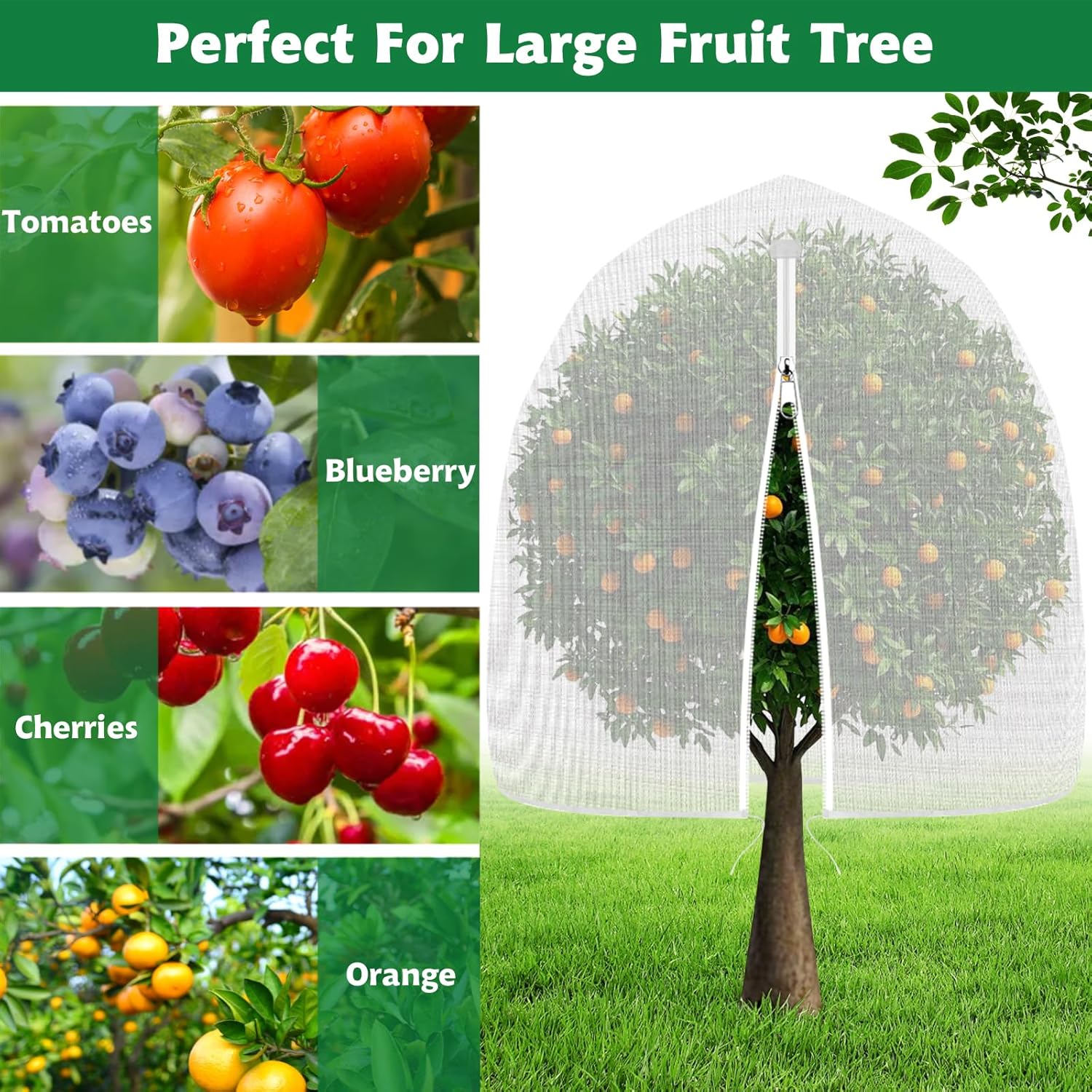 OZMI 4 Pack Fruit Tree Blueberry Bush Netting Cover, 4Ft x 5Ft Reusable Bird Netting for Garden Protection with Zipper