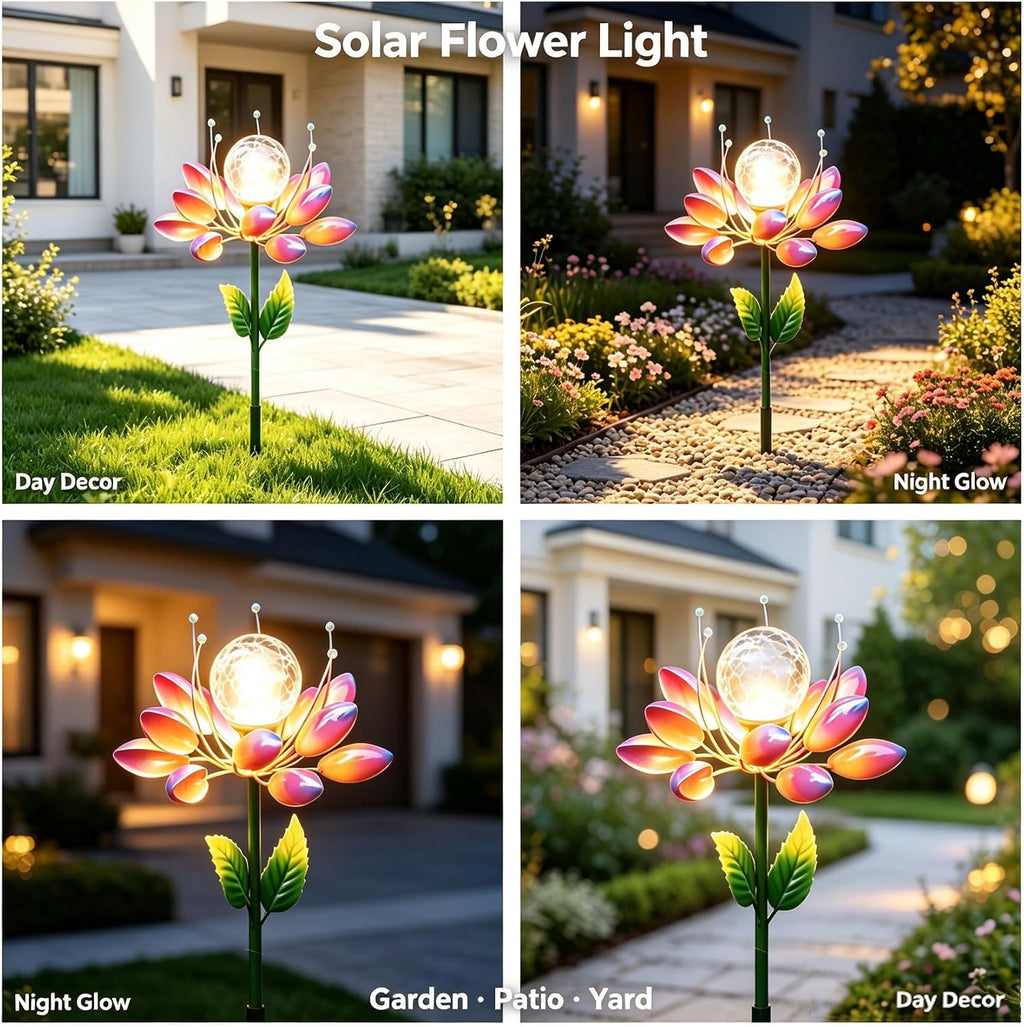 Solar Garden Decorations Metal Flower Stake Solar Outdoor Lights | Windmill Garden Stake ,Outdoor Waterproof for Yard