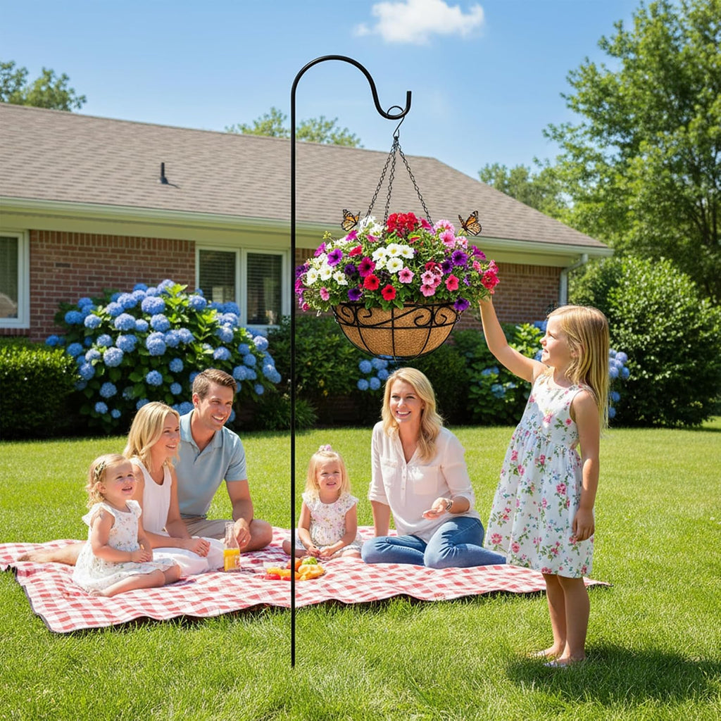 EIMQUVW Outdoor Metal Hanging Planters Basket (4pack, 14 inch) Hanging Baskets for Plants Chain Round Wire Plant Holder