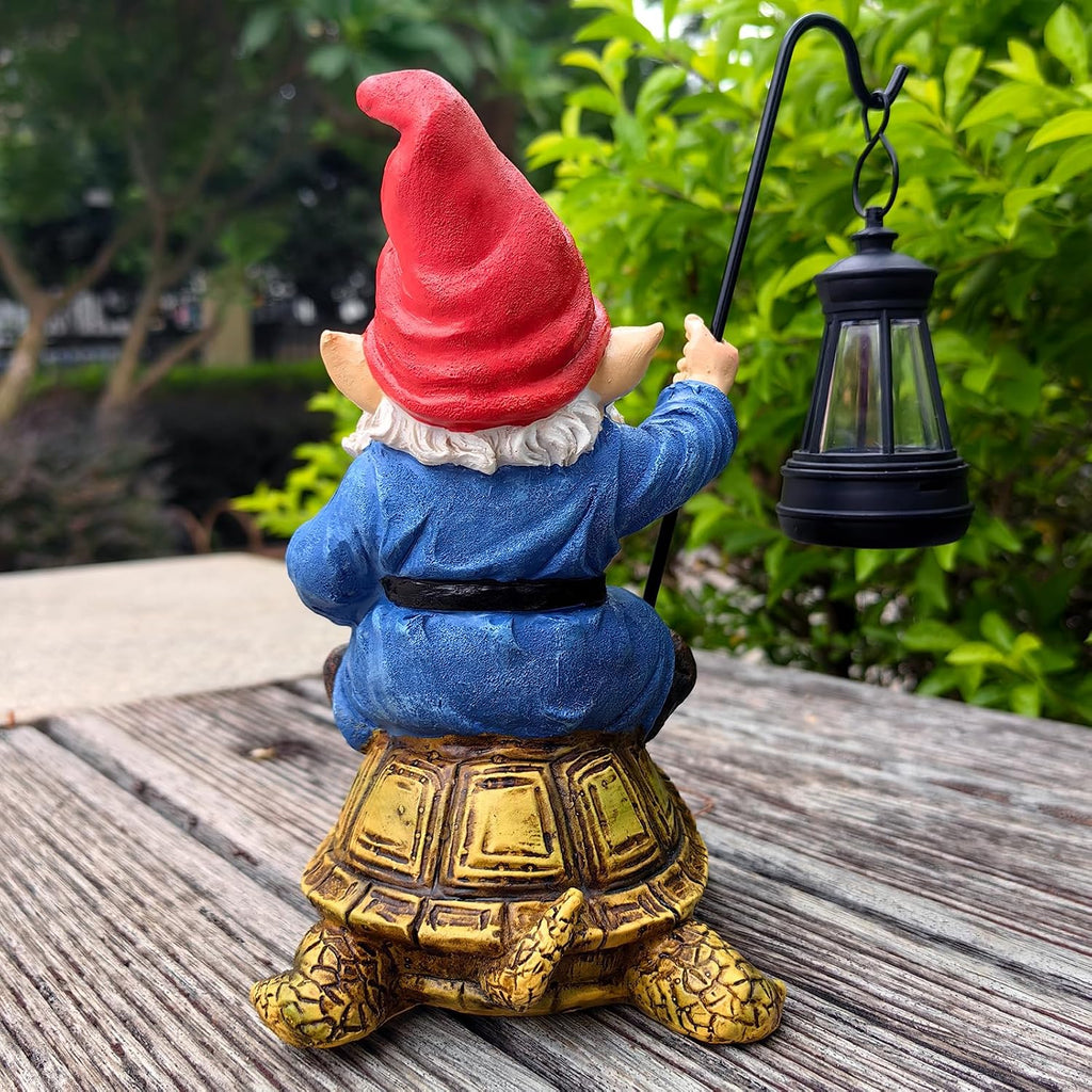 Outdoor Garden Gnome Statue, Solar Light Gnomes Statues Decoration for Yard | 7" Garden Gnome Outdoor Statue, Solar