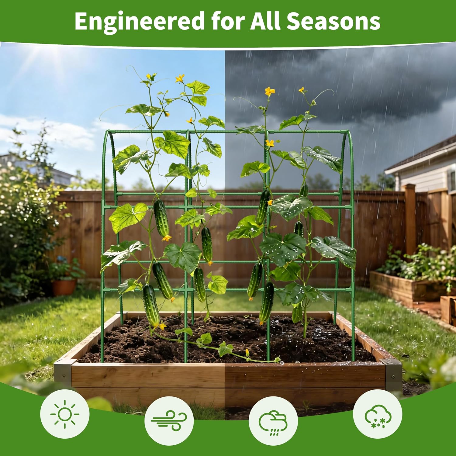 Cucumber Trellis for Raised Bed,U-Shape Garden Trellis for Climbing Plants Outdoor, Metal Arch Vegetables Trellis