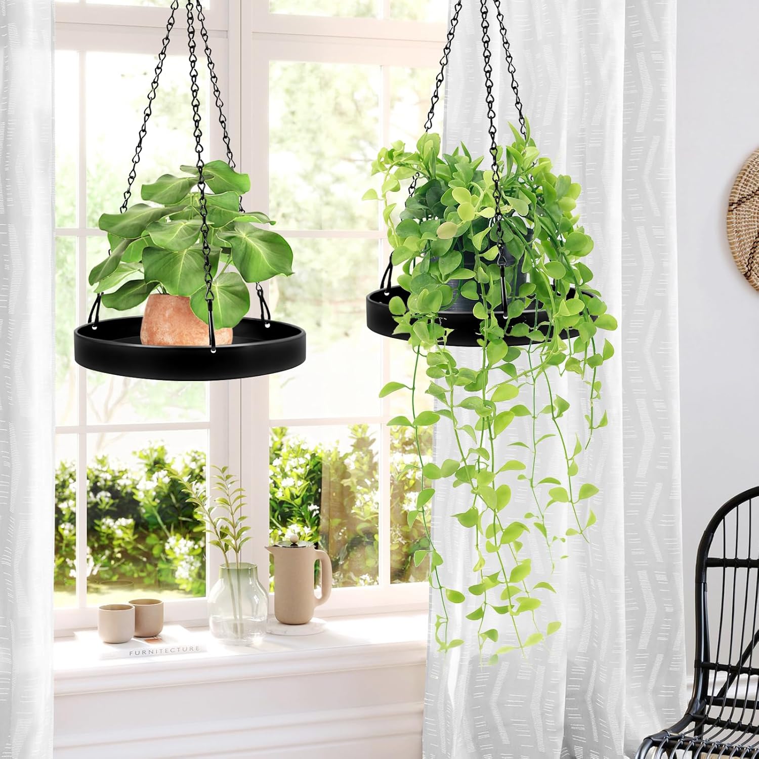 Plant Hanger Indoor, 3 Pack Black Metal Hanging Planters for Indoor Plants | Plant Hangers for Indoor Outdoor Plants