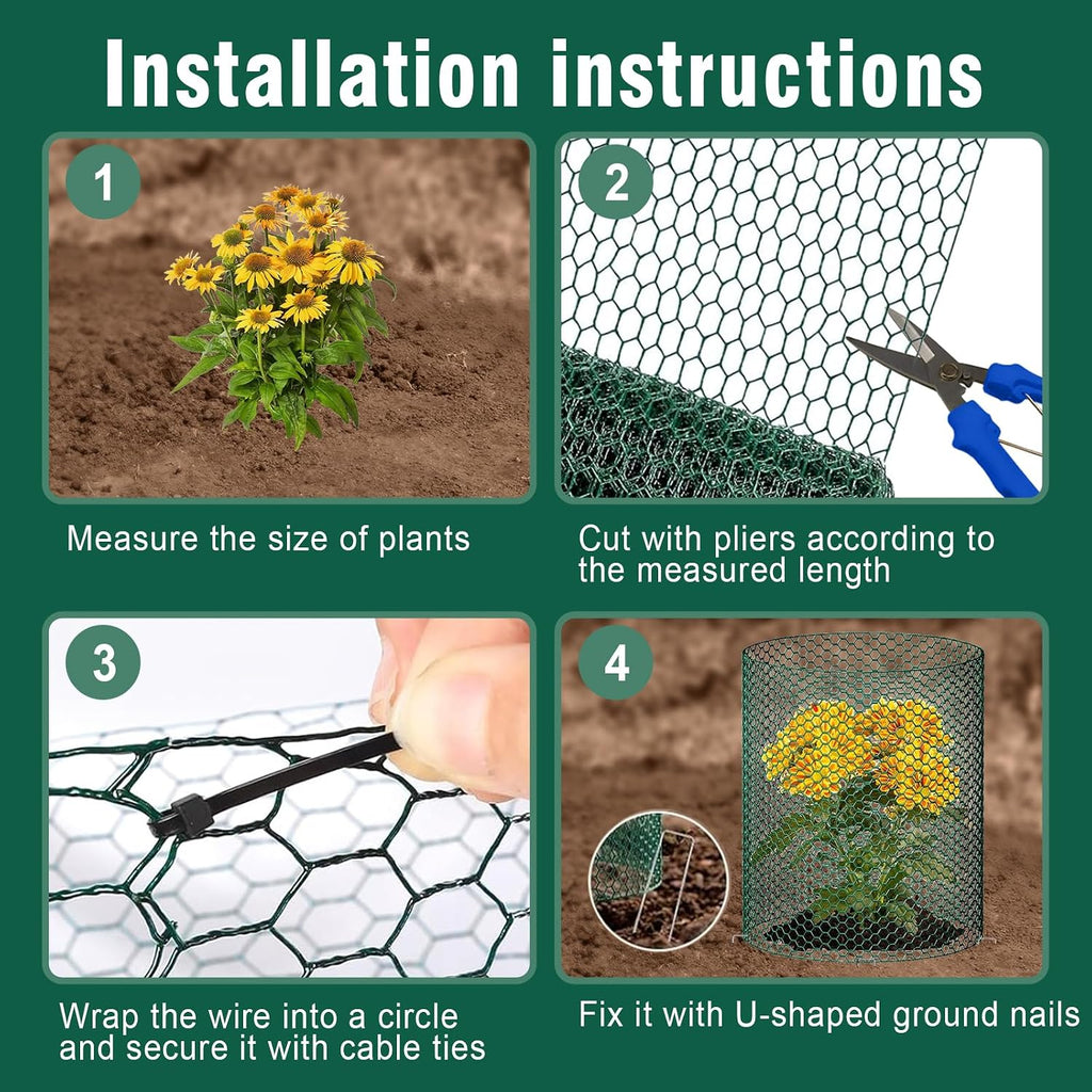 32.8Ft x 16In Plant Protectors from Animals, Metal Plant Chicken Wire Cages Covers Garden Netting for Outdoor Plants to
