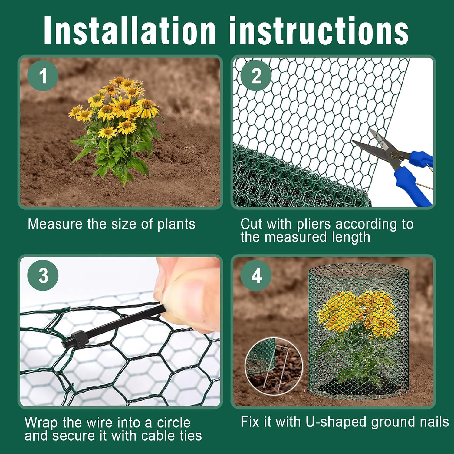 32.8Ft x 16In Plant Protectors from Animals, Metal Plant Chicken Wire Cages Covers Garden Netting for Outdoor Plants to
