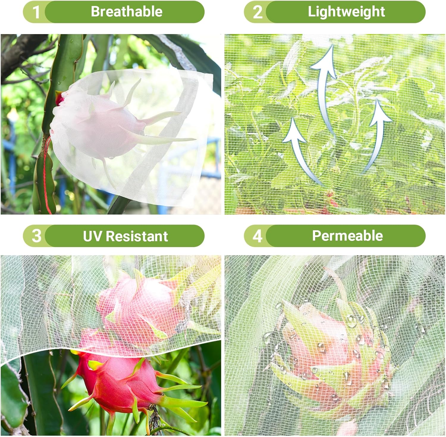 Fruit Cover Bags with Drawstring, 50pcs 10x10 Inch Garden Netting Fruit Protection Bags for Plant Flowers Vegetables