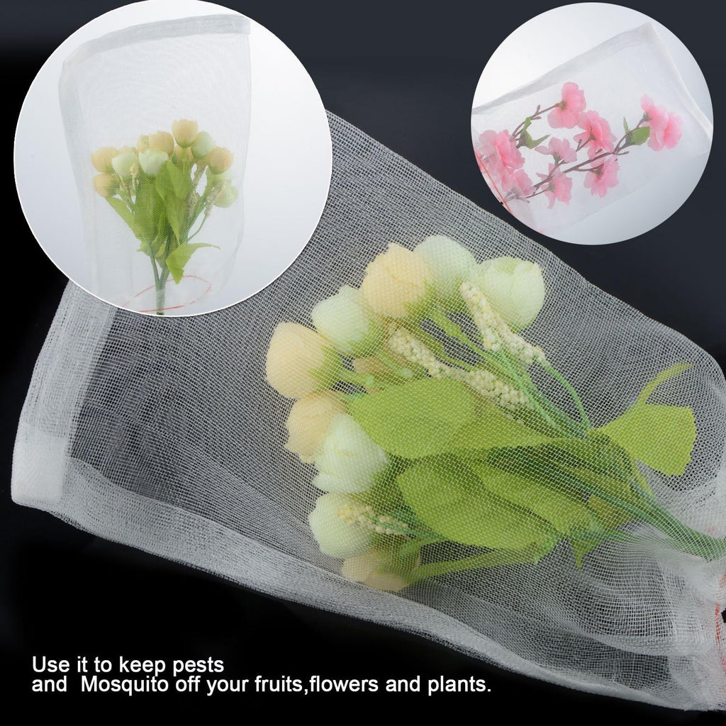 TITA-DONG 100 Pcs Fruit Protection Bags,6 x 10 Inch Garden Netting Bags with Drawstring,Insects Mosquito Bug Net