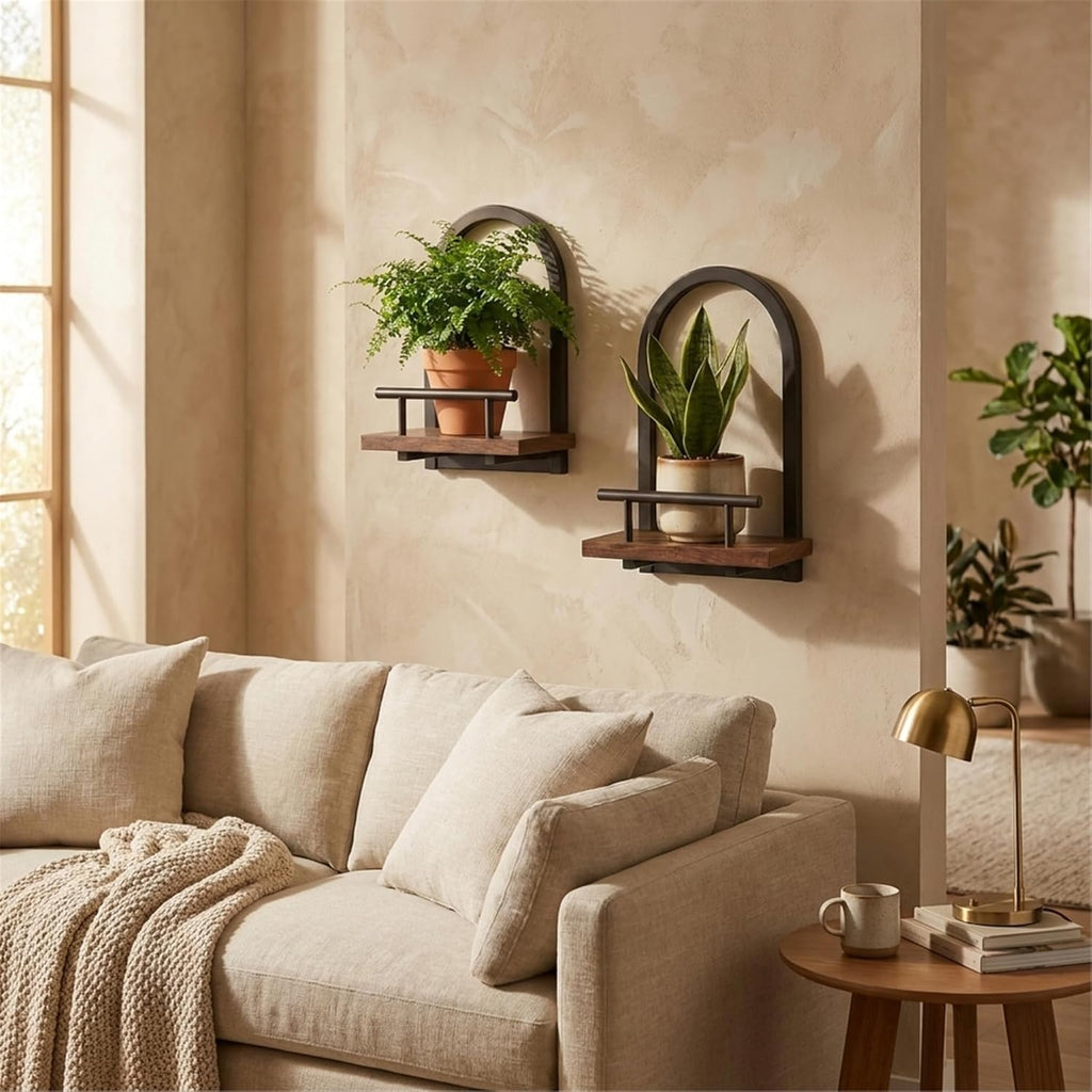 Amaoot Floating Shelves Set for 2, Wall Plant Holder Shelf, Wall Planters | Wall Planters for Indoor Plants, Hanging