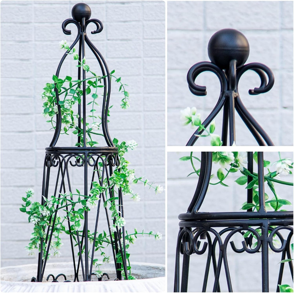 29.5" Obelisk Trellis for Indoor/Outdoor Potted Plants Support | Metal Trellis for Climbing Plants - Indoor/Outdoor
