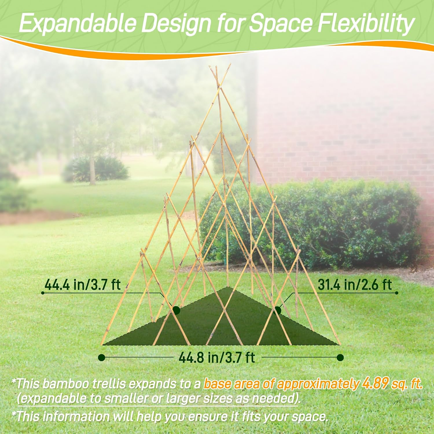 4ft Expandable Bamboo Teepee Trellis for Climbing Plants, Self-Standing Natural Bamboo Trellis for Plant Support