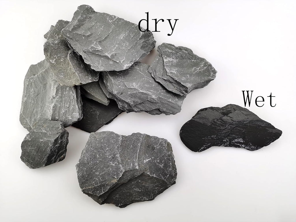 Voulosimi Natural Slate Rocks PH Neutral Stone Perfect Rocks for Aquariums, Landscaping Model,Tank Decoration,Amphibian