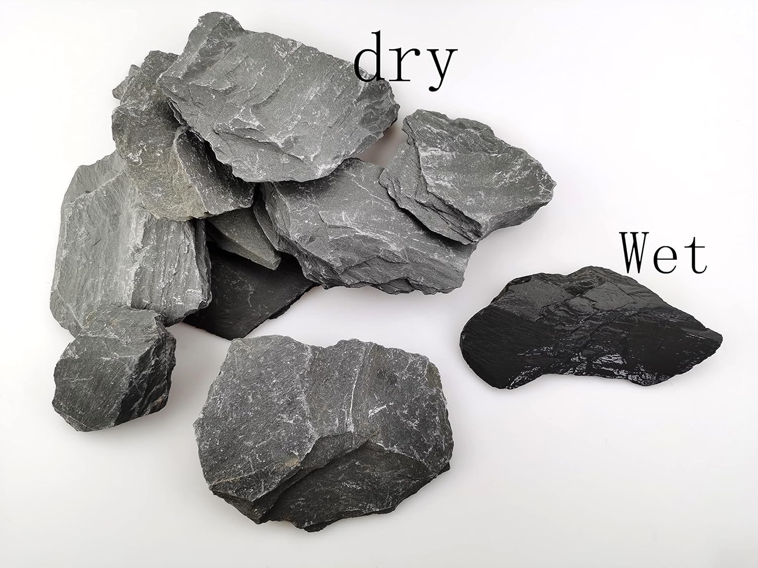 Voulosimi Natural Slate Rocks PH Neutral Stone Perfect Rocks for Aquariums, Landscaping Model,Tank Decoration,Amphibian