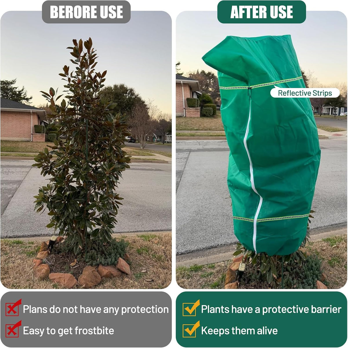 4 Pack Winter Plant Covers Freeze Protection Plant Frost Covers 47" x 71" | 2.5oz/yd² Frost Cloth Blankets for Outdoor