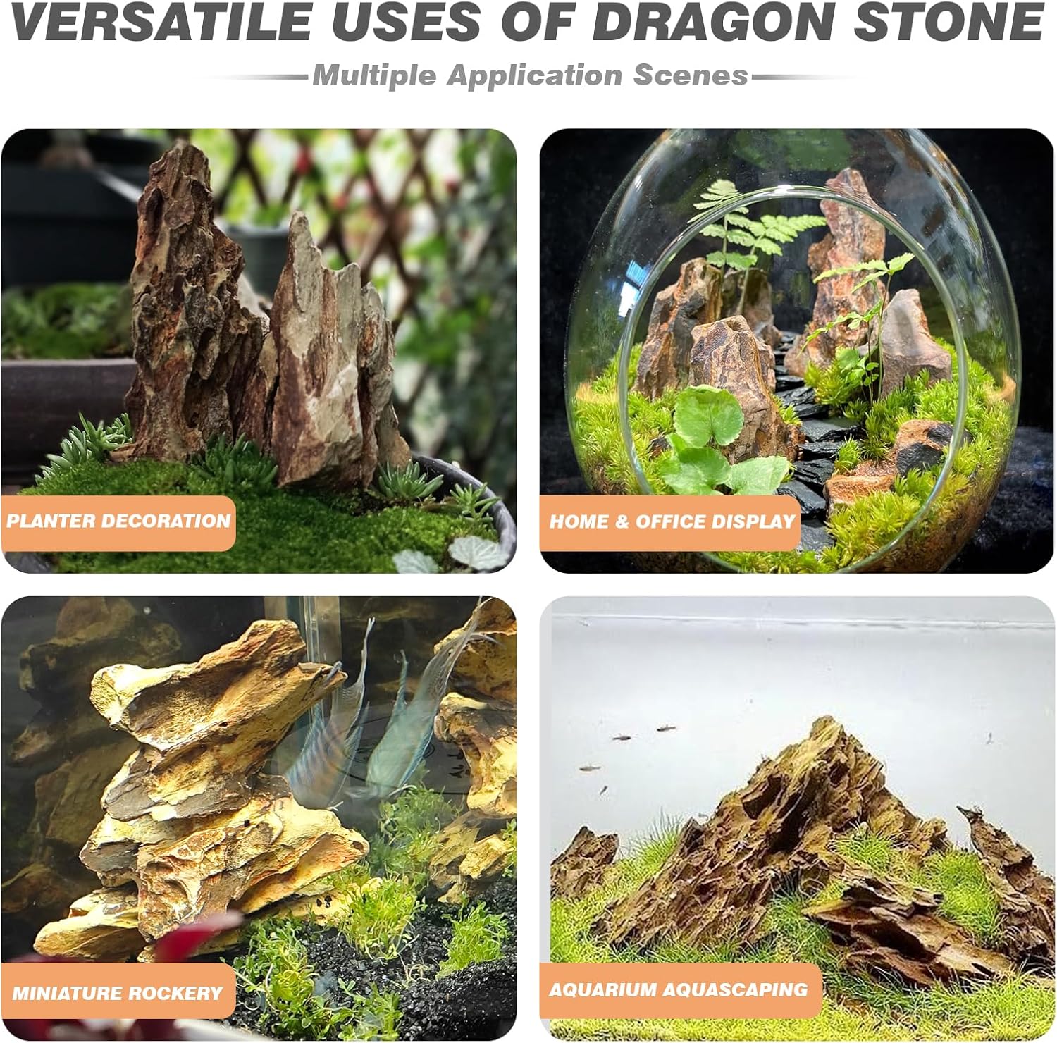 Unocho Aquarium Rocks 5lb Dragon Stone for Aquariums Landscaping Model Fish Tanks Terrariums Vivariums Paludarium