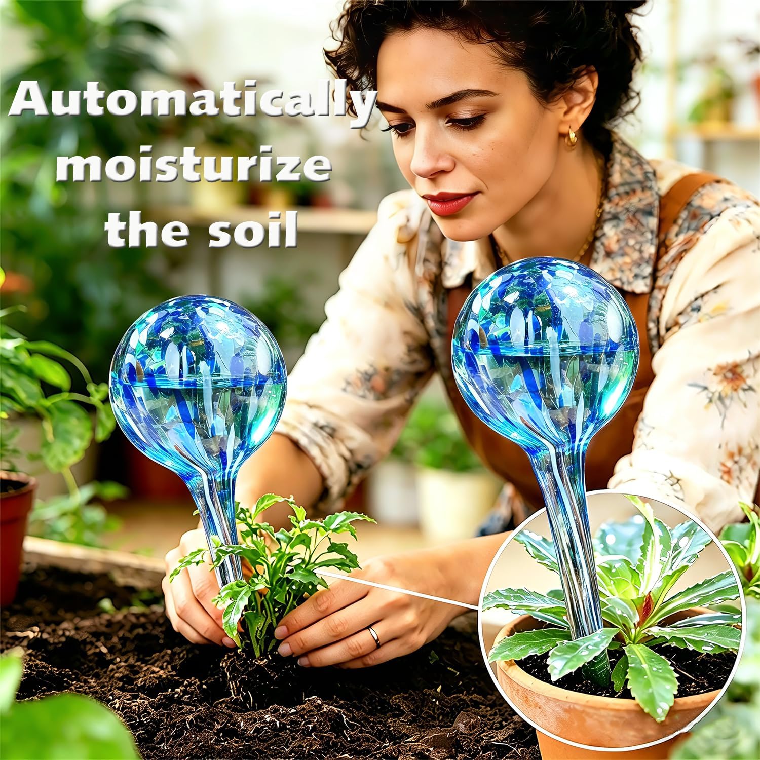 Self Watering Globes for Plant, Large Glass Outdoor Plant Watering Devices | Plant Self Watering Bulb for Vacation