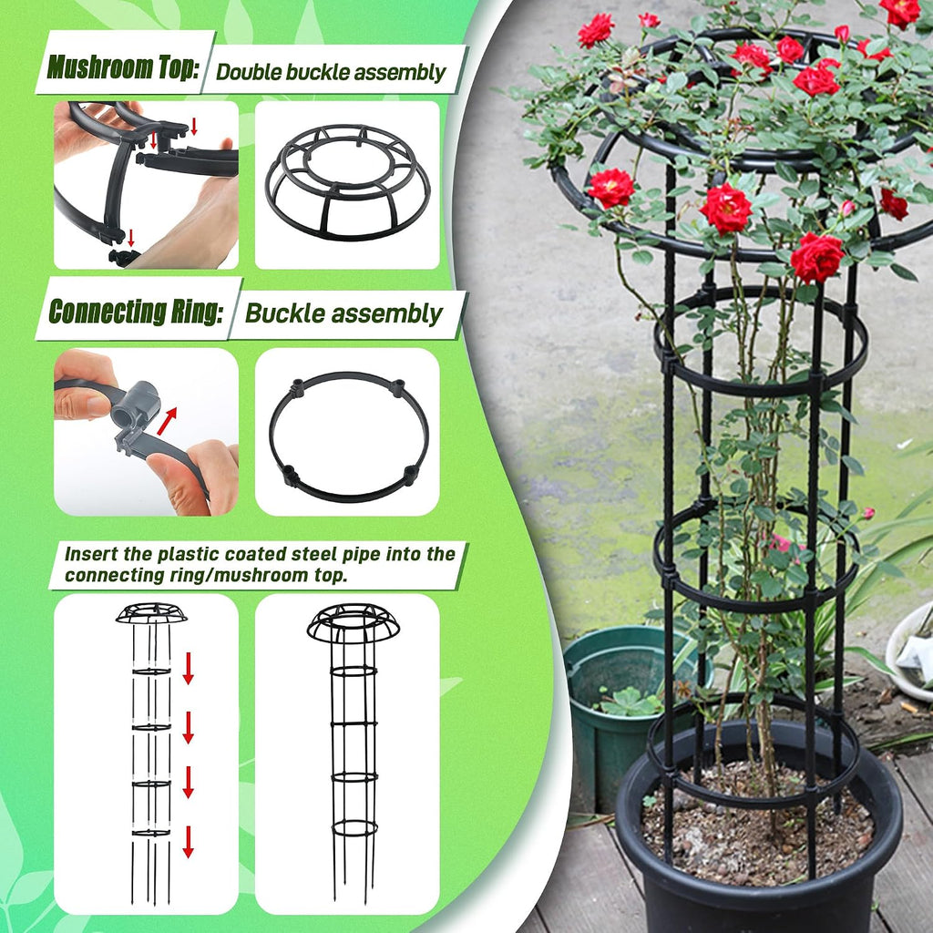 Quibbay Garden Trellis for Climbing Plants Outdoor, 65 Inch Mushroom Top Trellis for Climbing Plants, Plant Trellis