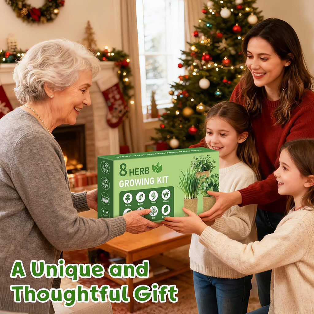 LUOJIBIE Herb Garden Kit Indoor, Herb Growing Kit with Seeds & Tools, Birthday Gifts for Women Men Mom Dad Girls Boys
