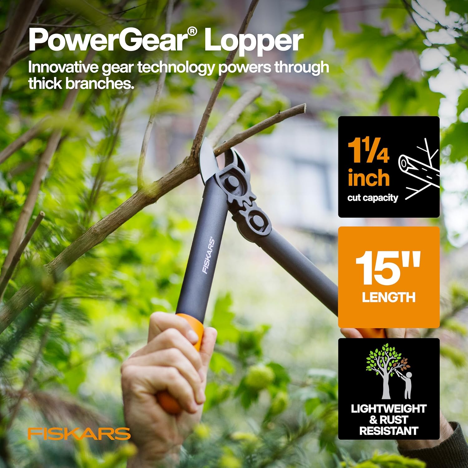 Fiskars 6-Piece Indoor DIY and Outdoor Gardening Home Essentials Tool Set | PowerGear Anvil Loppers, Pruning Shears