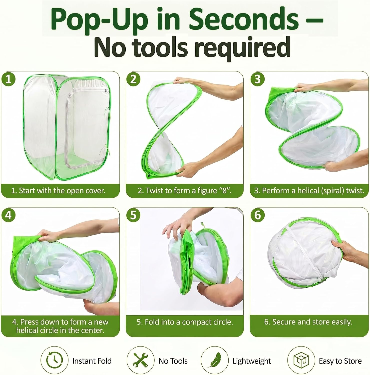 Pop-up Mesh Plant Cage Tent for Garden Pest Protection (24" x 24" x 36") | Durable Reusable Plant Enclosure Cover for