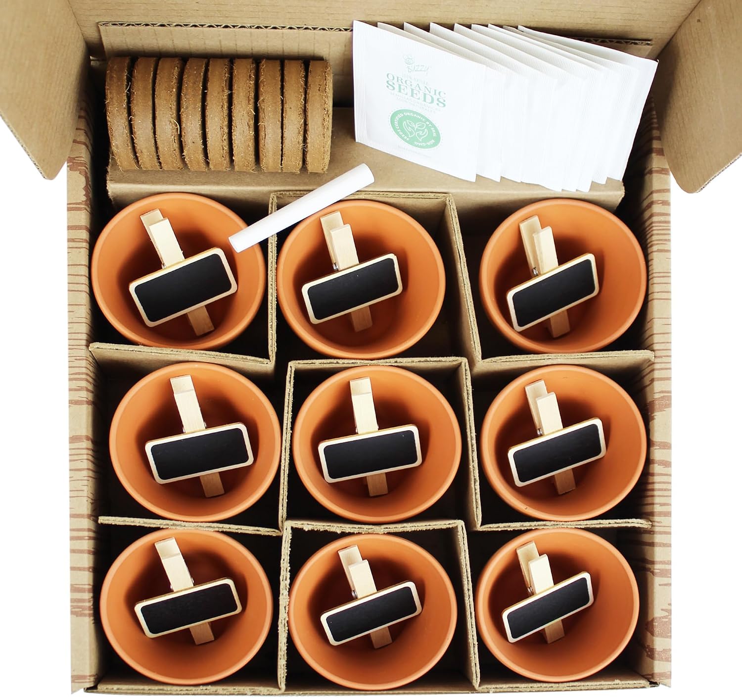 Buzzy Seeds Apothecary Garden Wellness Kit - Mini Terracotta Pot Grow Set - Complete Indoor/Outdoor Gardening Kit with
