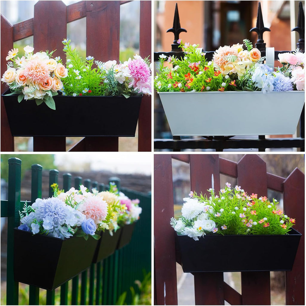 Wall Hanging Planters for Outdoor Plants 16 Inch Large Metal Fence Pots with Hooks for Outside Garden Balcony Plants