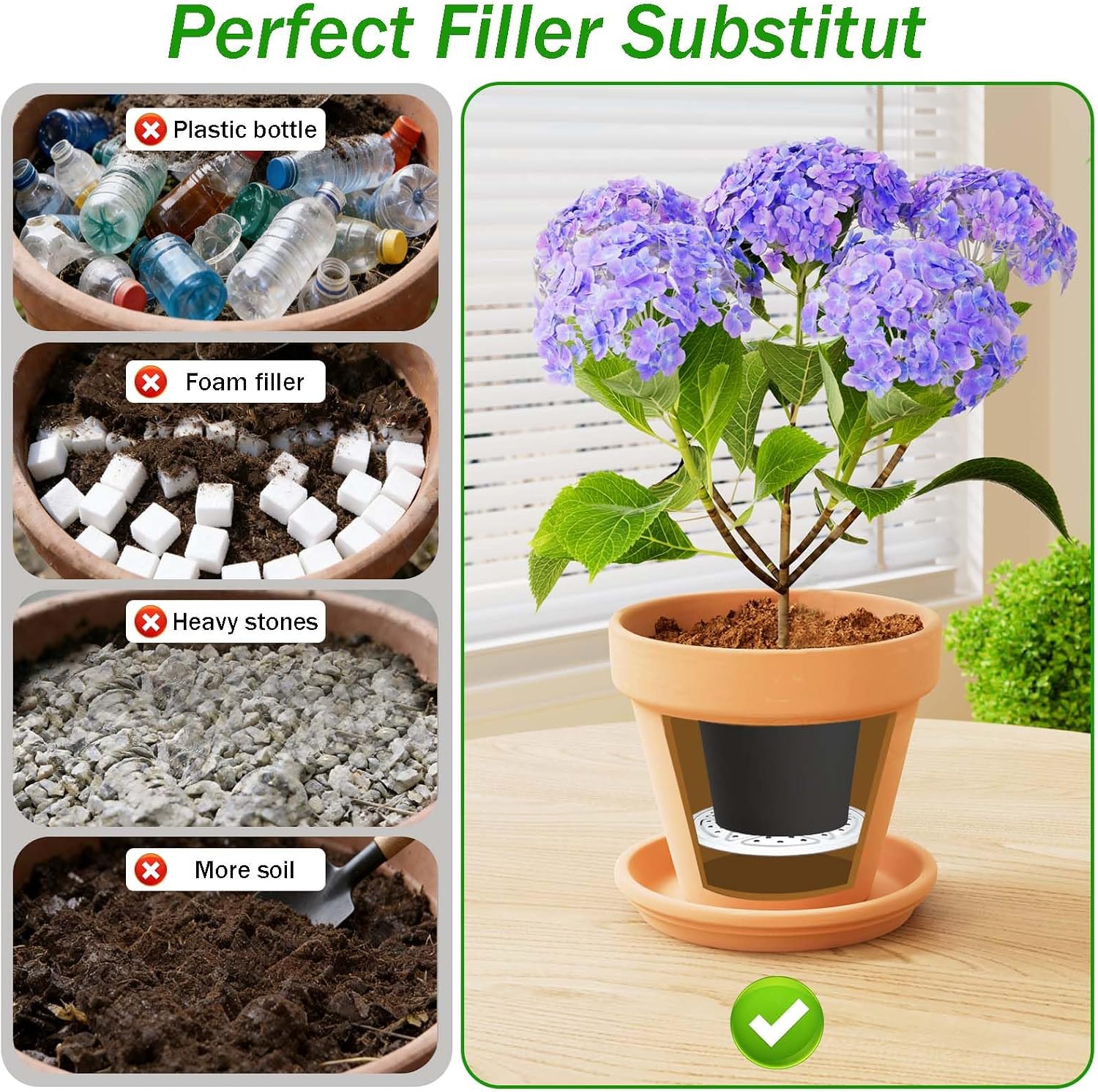 3PCS Round Planter Inserts for Large Tall Pots, 13" Stainless Steel Flower Pot Lift Insert Portable Planter Accessories