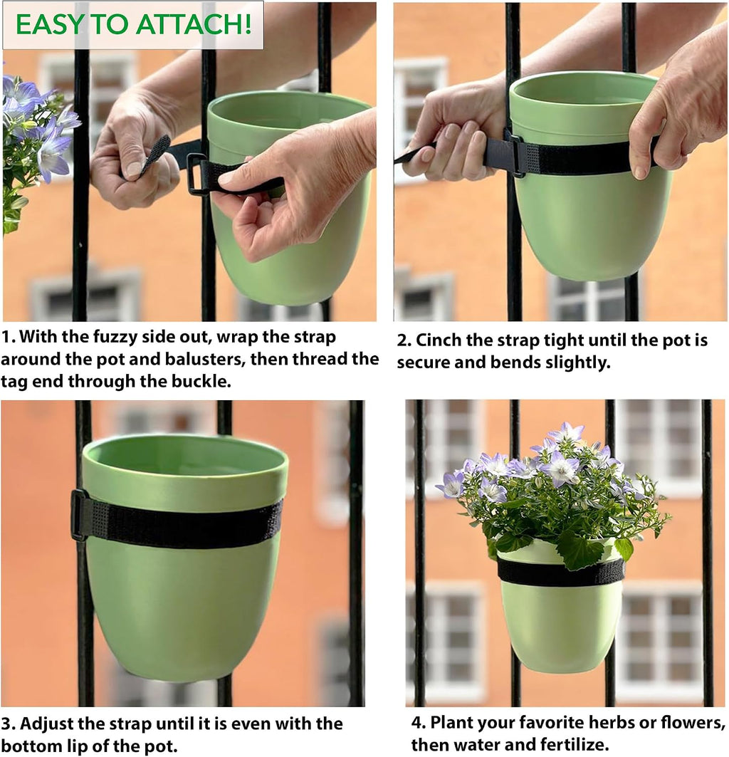 Railing Planter for Outdoor Plants (6-inch, 3-Pack) | Hanging Planter for Railings, Fence Posts | Balcony Wall Planter