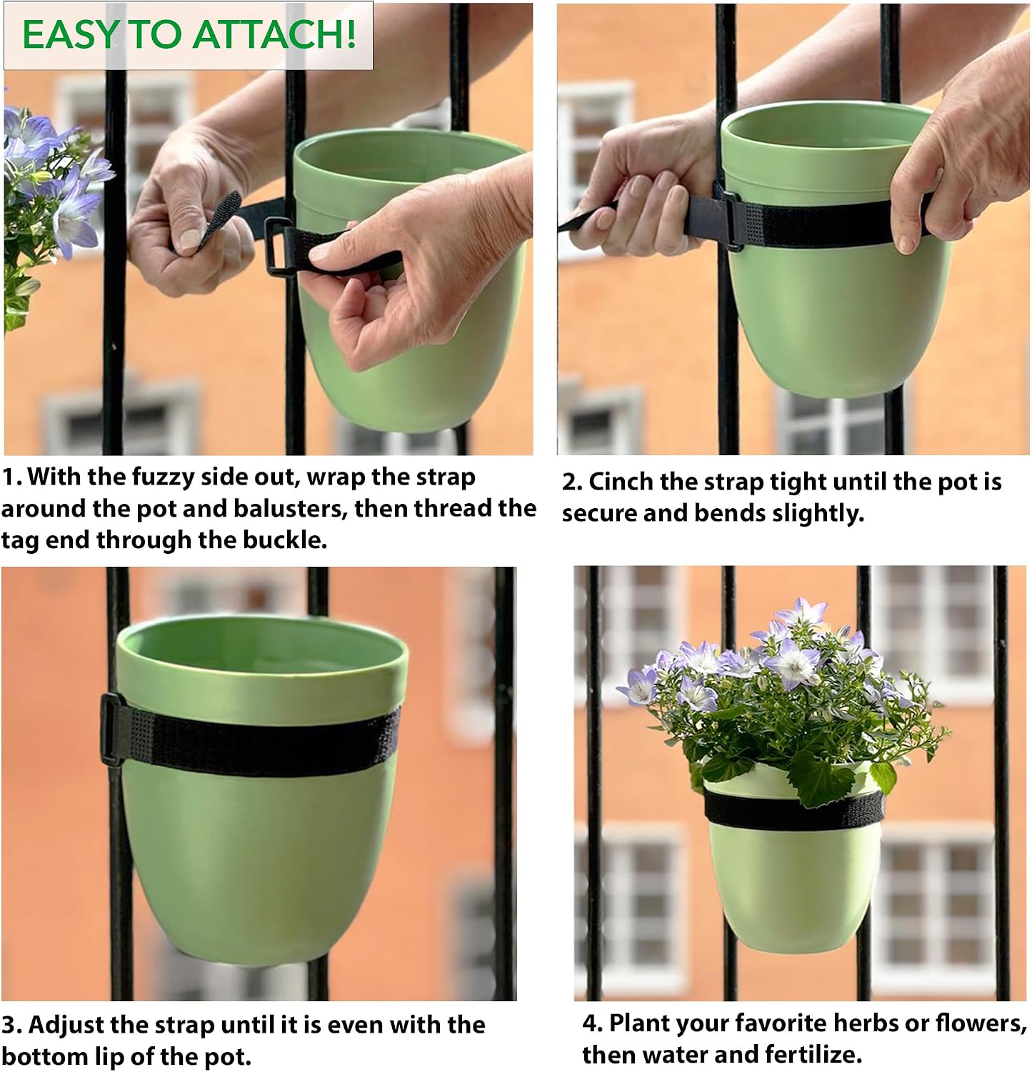 Railing Planter for Outdoor Plants (6-inch, 3-Pack) | Hanging Planter for Railings, Fence Posts | Balcony Wall Planter