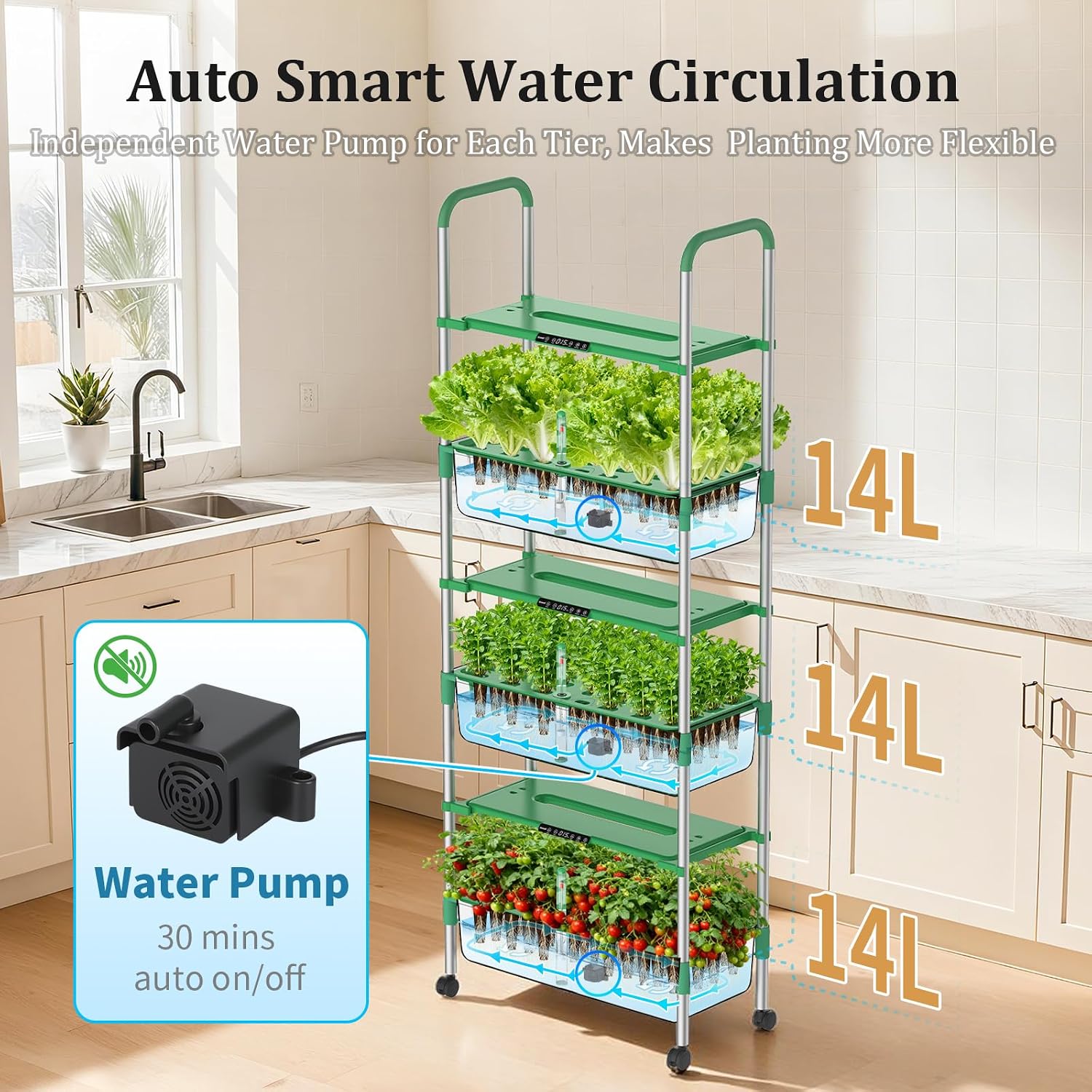 Growell Hydroponics Growing System Kit, 81 Pods Vertical Indoor Herb Garden with Smart LED Grow Light, Auto Circulating