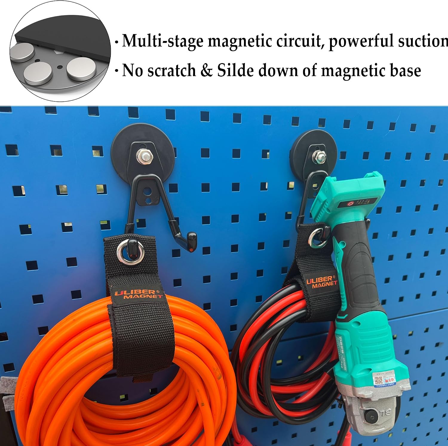 ULIBERMAGNET Heavy Duty Magnetic Garage Hooks,10 Pack Strong Large Magnet Hook for Power Drill,Garden