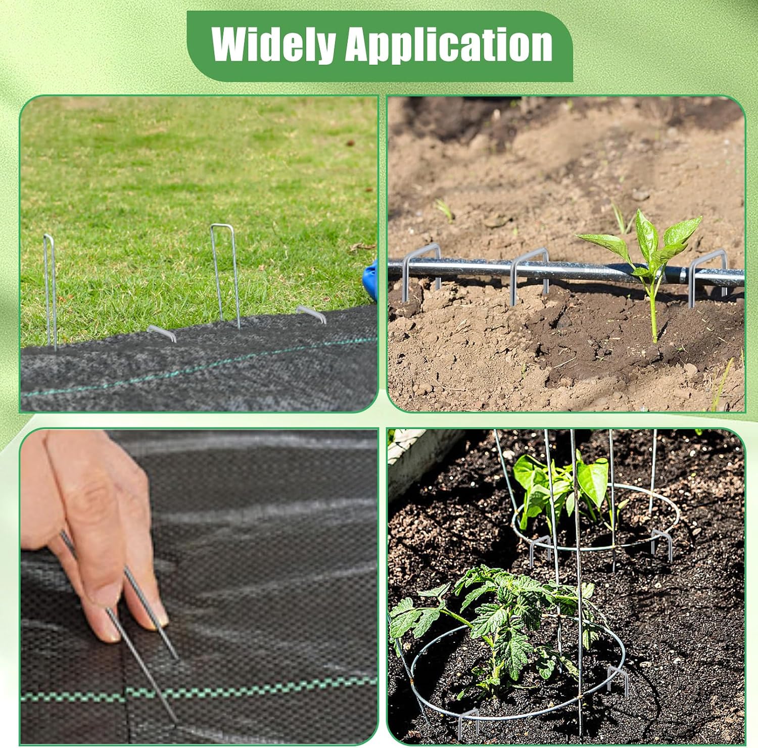 500 Pack Landscape Staples 6 Inch, 11 Gauge Steel Garden Stakes | Heavy Duty Galvanized Steel Stakes, U-Shaped