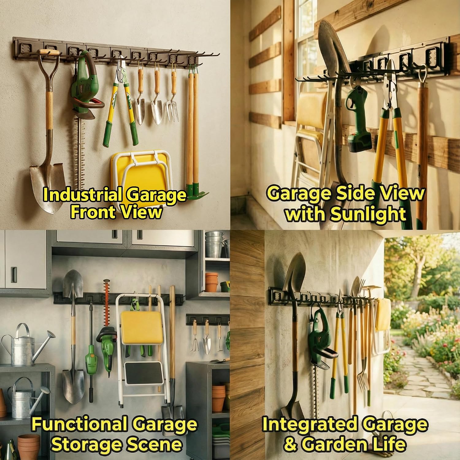 MBQQ Garage Tool Organizer Wall Mounted, 24 Inches Adjustable Garden Tool Organizer Rack,Heavy Duty Yard Tool Organizer