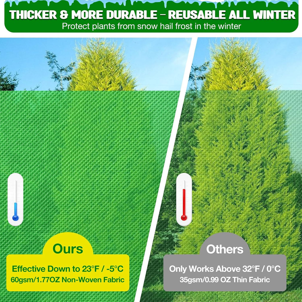2pcs Reusable Winter Frost Plant Cover Freeze Protection, 47.2"x72" Large Frost Plant Cover for Winter Outdoor